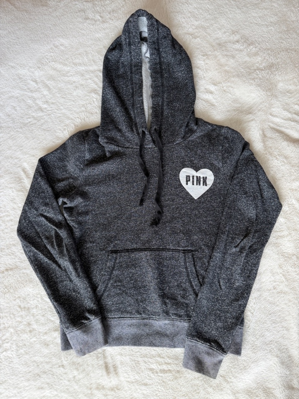 PINK Victoria's Secret Charcoal Gray Heart Logo Hoodie
